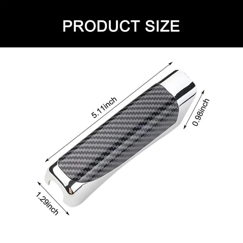 Dope Carbon Fiber Look Handbrake Cover For Cars With Self Adhesive Grip Wear Resistant ABS Anti Scratch Protection Universal Black Parking Brake Handle Sleeve 5.1 By 1.29 By 0.98 Inches Easy Install And Slick Car Decor, showing size dimensions