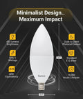Dusk To Dawn Outdoor LED B11 Candelabra Bulb With Photocell Sensor, 5W Equivalent 40W, 3000K Warm White, E12 Frosted Finish, 450 Lumens