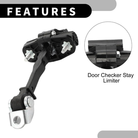 Front Door Hinge Check Strap Stopper Limiter For 3008 5008 2016 2021 with soft-close dampening in black metal construction.