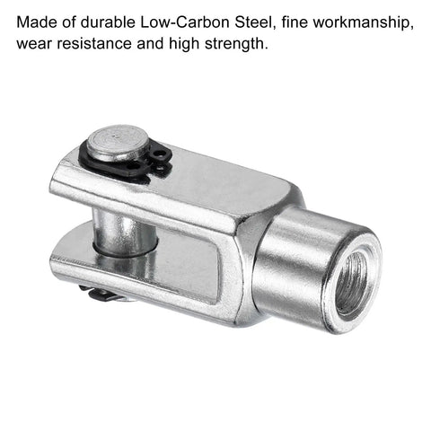 Beefy Air Cylinder Rod Clevis End Y Connector Set, 3 Pack, 42mm Length, M8x1.25 Female Thread, Silver, Made From Low Carbon Steel For High Strength, Wear Resistance And Smooth Automatic Equipment Fit For Industrial Use, low-carbon steel
