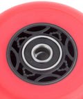Close-up of red 76mm wheel with ABEC-9 bearing, 76mm 90A Ripsurf Wheels Set For RipStik DLX Caster Board With ABEC9 Bearings Pivoting Two Wheel Skates
