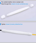 Close-up of Fiber Optic Terminal Junction Box 10 Pack White FTTH Box, protective cover installation with cables, detail view
