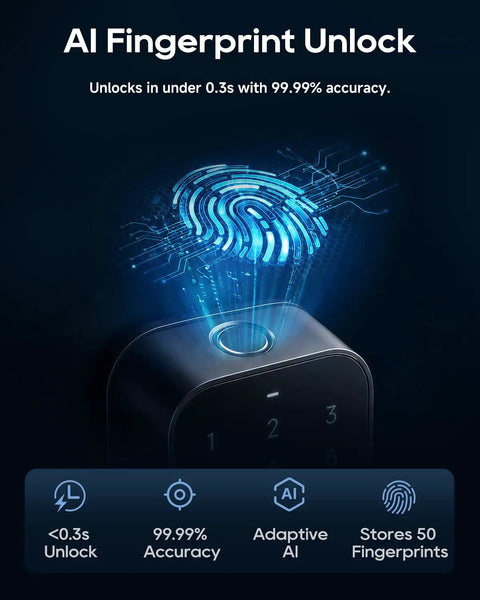 Premium Smart WiFi Door Lock Featuring Slick Fingerprint Keypad And Apple Home Key Compatibility For Smooth iPhone Unlocks AI Fingerprint unlocks in under 0.3s with 99.99% accuracy.
