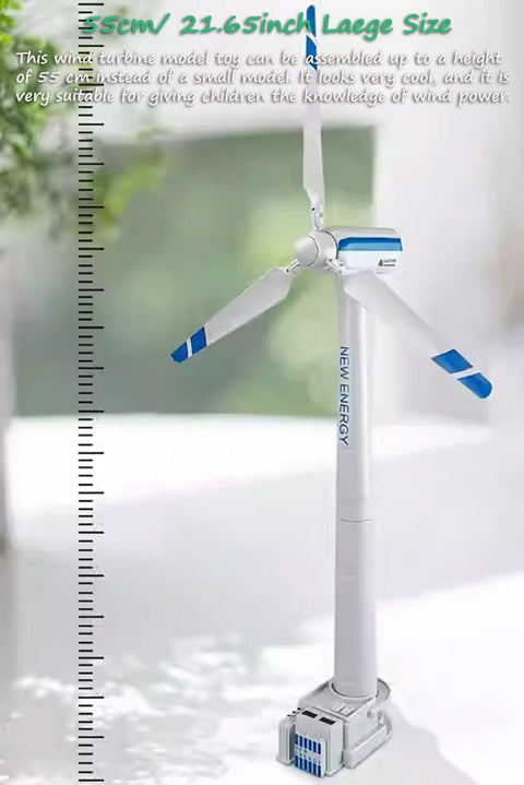 2 In 1 Wind Turbine And Platform Trailer Playset showing a large wind-up generator model with realistic turbine blades.