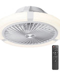 Bladeless 18Inch Flush Mount Ceiling Fan With Light Remote Control Low Profile Enclosed Design 3 Speeds 3 Color LED Dimming