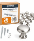 Top Shelf 25 Pack 1 1 Inch Round Cabinet Knobs In Brushed Nickel Heavy Duty Kitchen Drawer Pulls That Are Pretty Darn Sturdy With Complete Mounting Kit For Fast Room Upgrades, featuring satin nickel finish and screws.