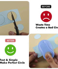 Comparison of manual cutting and 5/8 Inch Circle Punch For Scrapbooking And Card Making, showcasing precise cuts and ease of use.