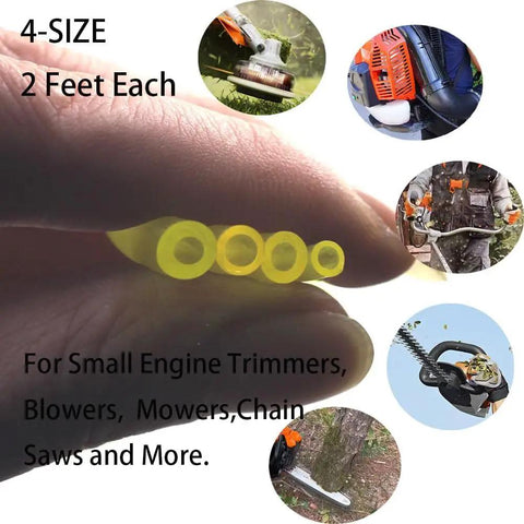 Four Size Fuel Line Hose Kit For Small Engines Includes 0.08x0.14 In, 3/32x3/16 In, 1/8x3/16 In, 1/8x1/4 In, Two Feet Each Replacement Fuel Lines
