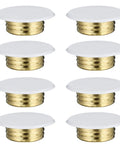 Rock Solid Eight Pack Fire Sprinkler Head Cover Plates with white tops and gold bases, for indoor fire protection.