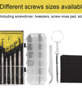 Eyeglass Repair Kit With Precision Screwdriver Set, Tweezers And Nose Pads, Multi Size Screws For Glasses Repair, Compact Storage Case