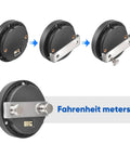 52mm digital oil pressure gauge kit with red display, 1/8NPT sensor, mounting bracket and hardware for automotive use