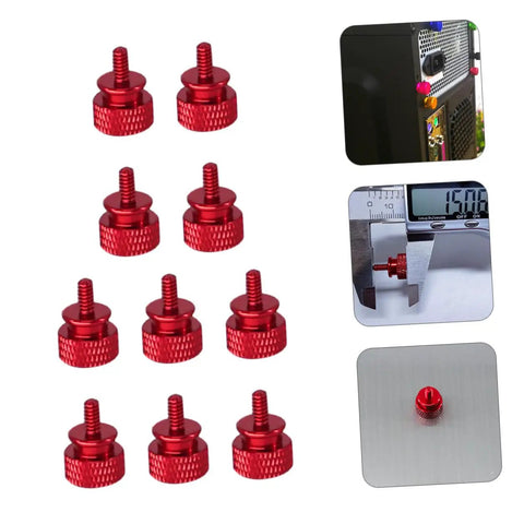 Red Aluminum Alloy Computer Case Thumbscrews 10 Pack, Knurled DIY Replacement Screws for PC Chassis PCI Slot and Motherboard