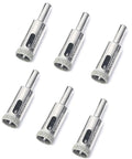 Six metal bits from Go To Pro Grade Diamond Hole Saw Kit For Glass Ceramic Tile And Stone One Half Inch Cutter Bits Six Pack Industrial Diamond Grit