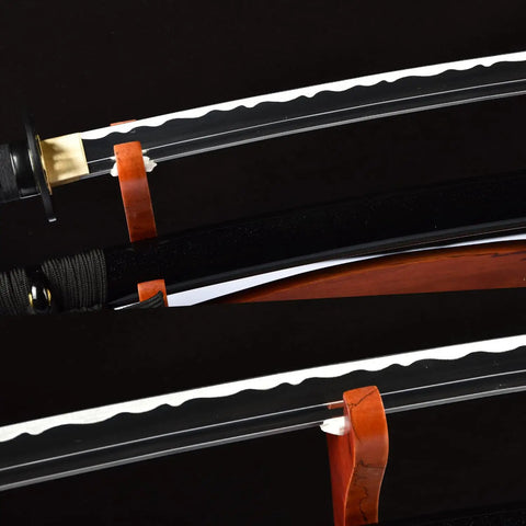 Handcrafted Practice Katana With Full Tang Blunt Blade For Dojo Training Safe Aluminum Steel Blade White Hamon Detail Blood Groove