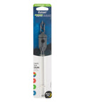 Front view of Nite Ize Radiant rechargeable LED glow stick in grey housing with S-Biner on starry packaging (Disc-O Select)