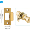 Stainless Steel Door Strike Plates With T Cam Block Deadbolt Latch Reinforcement For Exterior Doors Rock Solid Security Plates Gold Finish Pack Of 4 Fits Most Standard Doors For Home Or Office Security, gold finish, measurements shown.