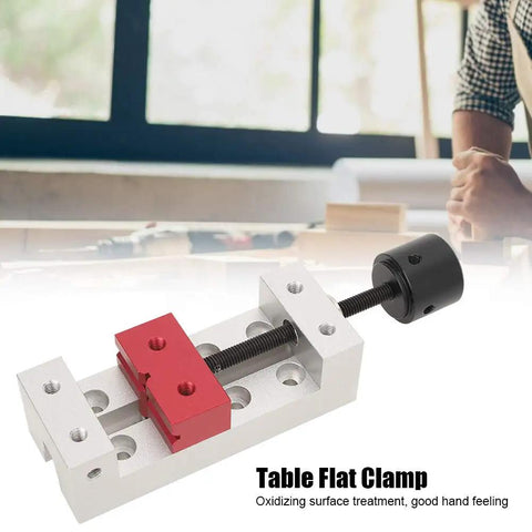 2 Inch Drill Press Vise Mini Bench Vice Clamp Flat Clamp for Tabletop Workbench with red jaw and black handle