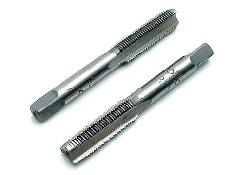 Heavy Duty M8 X 0.75mm Metric Right Hand Thread Taper And Plug Tap Set With Slick Cutting High Speed Steel Blades for threading.