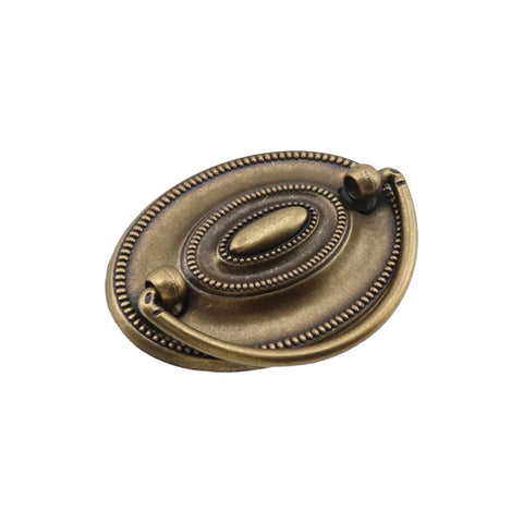 Two Pack Antique Cabinet Ring Pulls Zinc Alloy Oval Drop Swing Handles For Drawers Dresser Cupboard Wardrobe And Kitchen Furniture