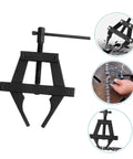 No Fuss Heavy Duty Motorcycle Chain Tensioner And Adjuster Tool Crafted From Solid Steel for quick bike tuning, showing black steel design.