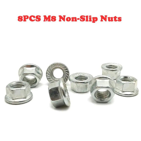 8PCS M8 Non-Slip Nuts in zinc-coated steel for added grip and stability, ideal for various heavy-duty applications.