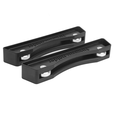 Rock Solid 3D Printer Filament Spool Holder Pack Of Two With Non Slip Base And Heavy Duty ABS Plastic holders in black design.
