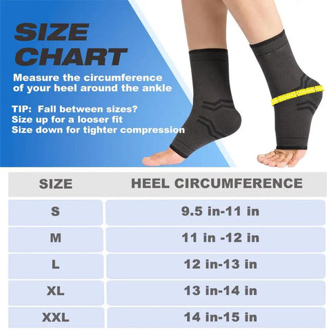 Ankle Brace For Men And Women With Adjustable Compression Sleeve And Wrap Ion Matrix Support size chart and fitting guide