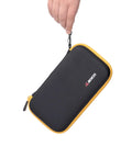 RLSOCO hard case for infrared thermometer, black textured shell with yellow trim and YKK zipper