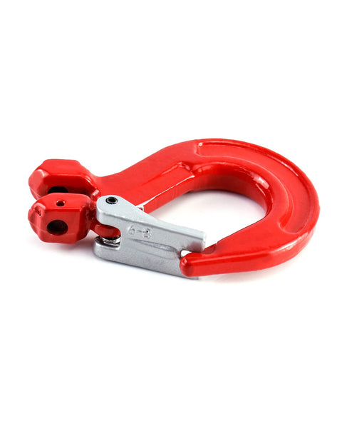 Red Clevis Slip Hook with Latch, 4 Pack, Five Sixteenths Of An Inch, 2470 Lbs Load Limit, Grade 80 Drop Forged Alloy Steel.