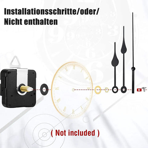 Two Piece High Torque Long Shaft Clock Movements With Five Pairs Of Hands, DIY Clock Repair Kit, assembly diagram