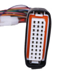 Close-up of HOLDWELL 450A DC 8000W electric motorcycle controller connector; white multi-pin plug with orange seal and wrapped wires.