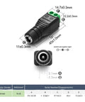 Built Tough Female Dc Power Connectors 5.5Mm X 2.1Mm Barrel Jack Socket dimensions showing screw terminal design.