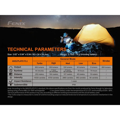 Camper using 800 Lumen USB Rechargeable EDC Flashlight With Dual Switch Tail Light beside tent at night