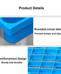 Durable Lightweight Plastic Pallet For Indoor And Outdoor Storage, rounded corners and vented design details in blue