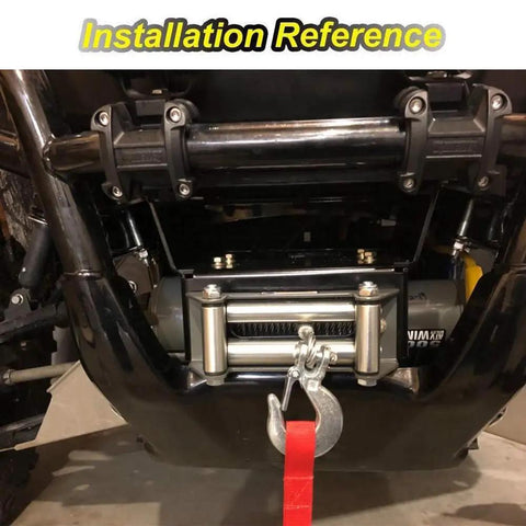 Honda Pioneer Front Bumper Winch Mount Plate Kit installed on 2014-2026 700 4 UTVs with black powder coat finish