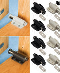 4 Pack Magnetic Push To Open Cabinet Latches Handleless Door Catches For Wardrobe Cupboard Kitchen And Bathroom Spring Loaded Easy One Push Closure Black Finish