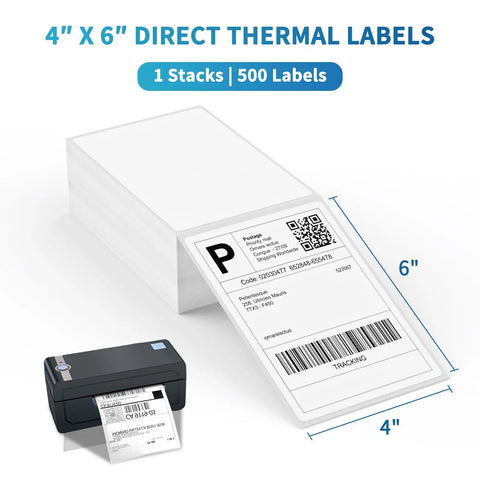 Straight Up Premium 4x6 Direct Thermal Shipping Labels Fanfold Paper With Perforated Divider Line White Heavy Duty Adhesive For Corrugated Boxes Hella Smooth Print Quality No Hassle Loading 500 Pack Roll