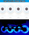 Glow In The Dark Inline Skate Wheels 76mm And 80mm With ABEC 9 Bearings For Indoor And Outdoor Use 4 Pack In Blue, illuminated