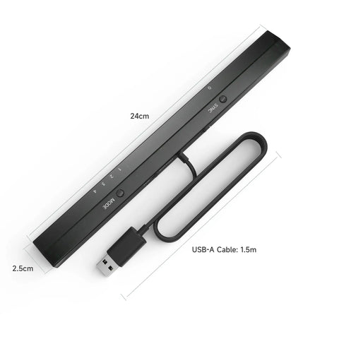 Wireless Sensor Dolphinbar For PC USB Wii Remote Adapter with USB-A cable and dimensions labeled 24cm by 2.5cm