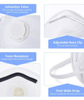 N95 Face Mask With Breathing Valve Pack Of 15 For Adults NIOSH Certified Cup Style Particulate Mask White Disposable Masks