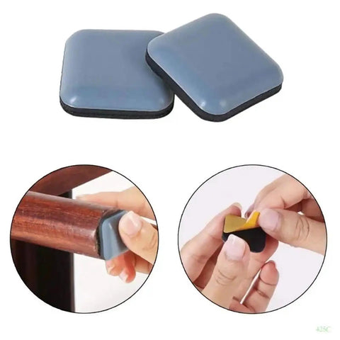 50 Pack Furniture Sliders Save Your Back Heavy Duty Adhesive Glides shown in use under furniture for easy movement.