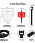Amazon TV cord hider kit: 4 white pass-throughs, red drill attachment, black strap, and 10 Velcro cable ties.