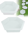 Hexagon Stepping Stone Molds Set Two Size Reusable Cement Molds For Concrete Large 5.9 Inch Hex Side With Smooth Base Small 4.7 Inch With Striped Textured Bottom DIY Garden Path Pavement Molds