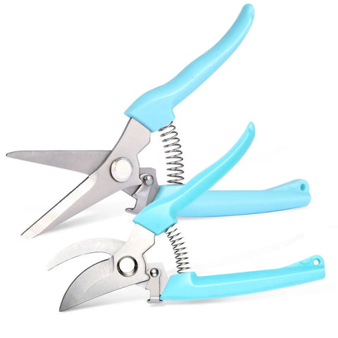Two Pack Pruning Shears With Stainless Steel Blades, Low-Friction Nonstick Cut, Bypass And Straight Blade Garden Clippers