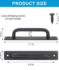 Barn Door Handles Two Pack Sliding Door Handles 6 3 Inch Hole Center Black Zinc Alloy Cabinet Pulls With Plate product size diagram