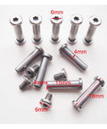 EDC Knife Screws And Rivets Pack Of 10 Sets Stainless Steel 304 Fasteners, 6mm head, 4mm shaft, shown in various angles
