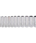 Tough As Nails 11 Pc Socket Set And Hex Wrench Kit showcases chrome steel sockets in various sizes for mechanic tasks.