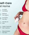 Woman using 3 in 1 Body Sculpting Machine with Dynamic Cupping and Red Light Therapy for firmer looking skin on stomach