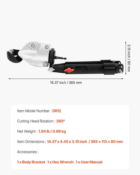 Sheet Metal Cutter Drill Attachment With 360 Degree Pivoting Head Sharp Blades Cuts 18 GA Galvanized Steel tool dimensions