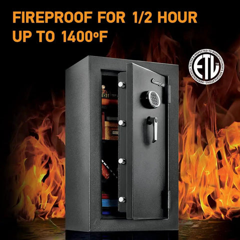 Powerful Fireproof And Waterproof XXL Steel Floor Safe With Digital Keypad Lock DOJ Certified Home Gun Safe 4.71 Cubic Feet